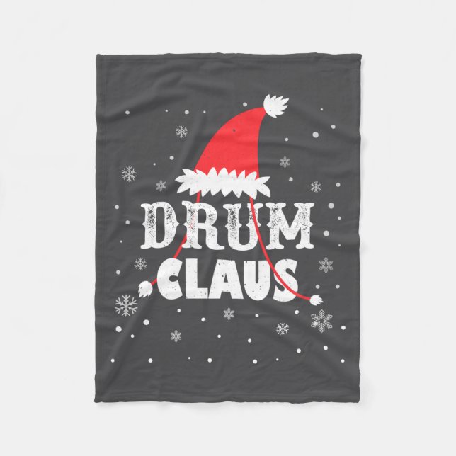 Cobertor De Velo Drum Claus Santa Christmas Drummer Long Sleeve  (Frente)