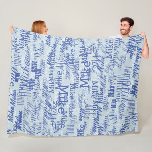 Cobertor De Velo Duas Camadas (2 tons de azul) Nome Escrito em toda