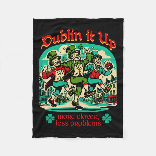 Cobertor De Velo Dublin It Up - Irish Leprechauns Dancing (Frente)