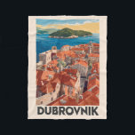 Cobertor De Velo Dubrovnik Croácia Illustração Viagem Art Vintage<br><div class="desc">Dubrovnik retro vetor viagem design. É conhecida pela sua distinta Cidade Velha,  cercada por muros maciços de pedra completados no século XVI.</div>