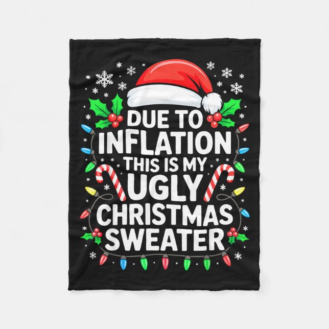 Cobertor De Velo Due To Inflation Ugly Christmas Sweater Shirt Men  (Frente)