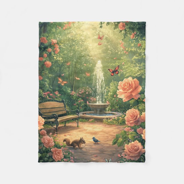 Cobertor De Velo Duftender Rosengarten mit Springbrunnen (Frente)