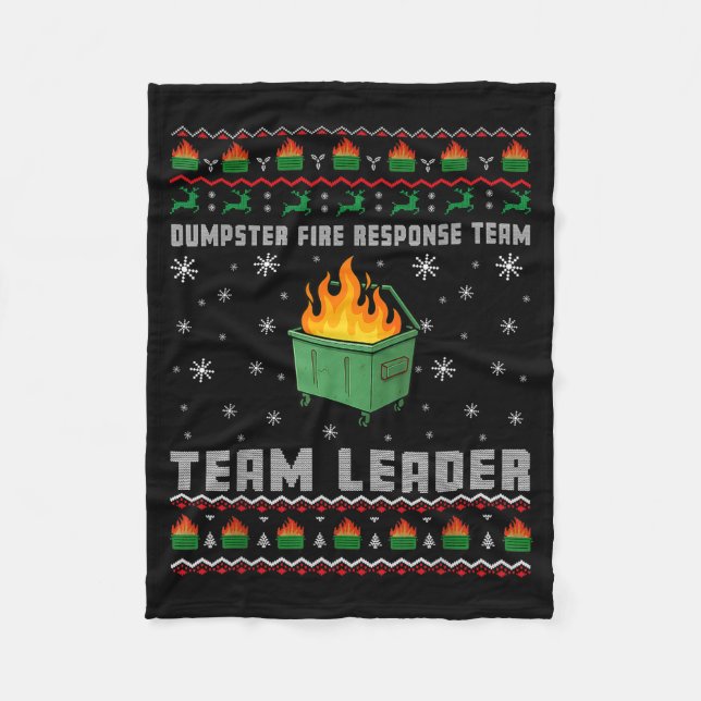 Cobertor De Velo Dumpster Fire Resnse Team Ugly Christmas Sweaters  (Frente)
