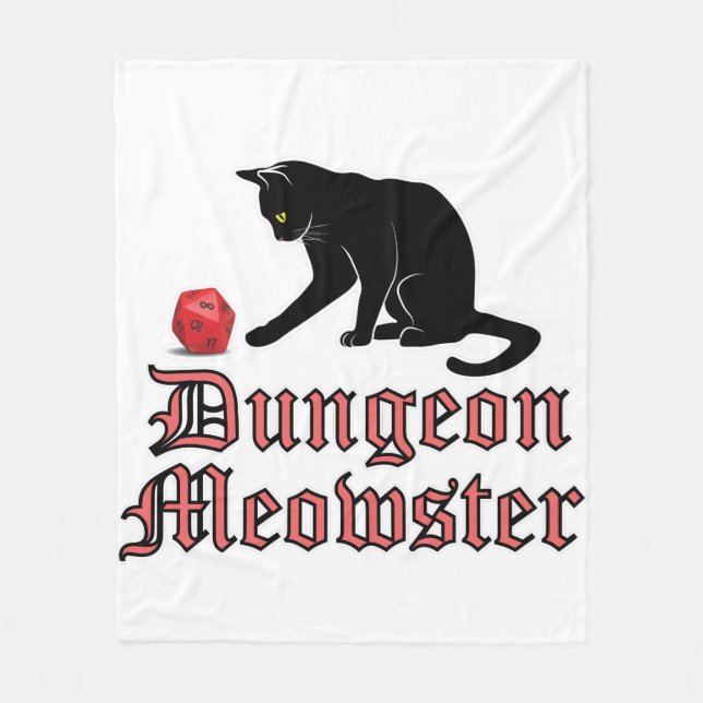 Cobertor De Velo Dungeon Meowster Engraçado Gato RPG com Dice (Frente)