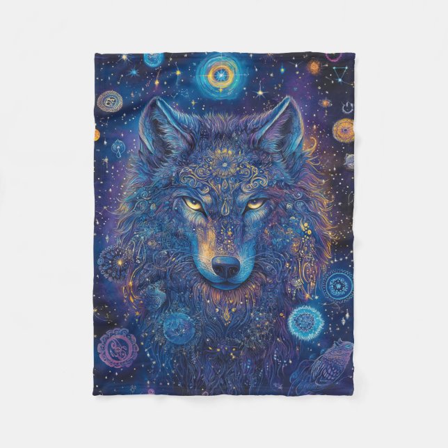 Cobertor De Velo Dunkler Wolf Mandala Sternenhimmel (Frente)