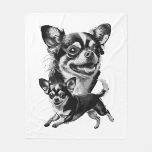 Cobertor De Velo Duo de Chihuahua Encantador Pet Preto e Branco