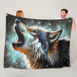 Cobertor De Velo Duro Pastel Desenhando Lobo Howling