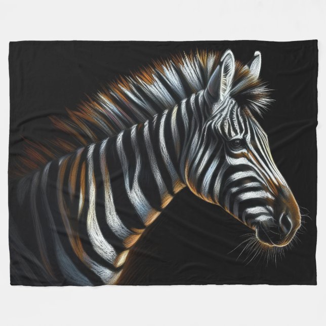 Cobertor De Velo Duro Pastel Zebra em Preto (Frente (Horizontal))