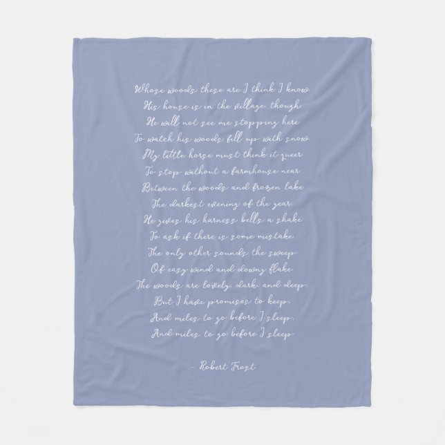 Cobertor De Velo Dusty Blue Custom Poem Song Lyric Quote  (Frente)