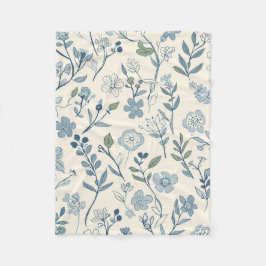 Cobertor De Velo Dusty Blue Wildflower Meadow Botanical Pattern