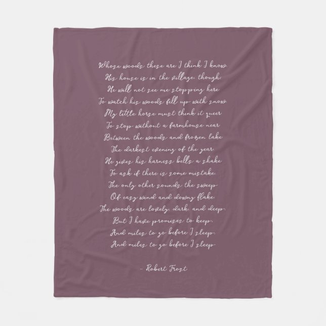 Cobertor De Velo Dusty Purple Custom Poem Song Lyric Quote  (Frente)