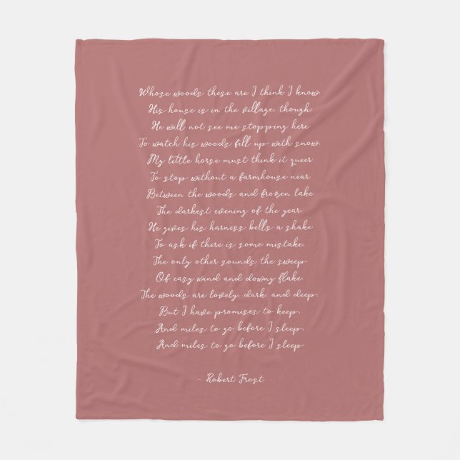 Cobertor De Velo Dusty Rose Custom Poem Song Lyric Quote  (Frente)