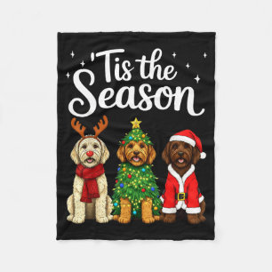 Cobertor De Velo É a Temporada Goldendoodle Natal Papai Noel Doodle