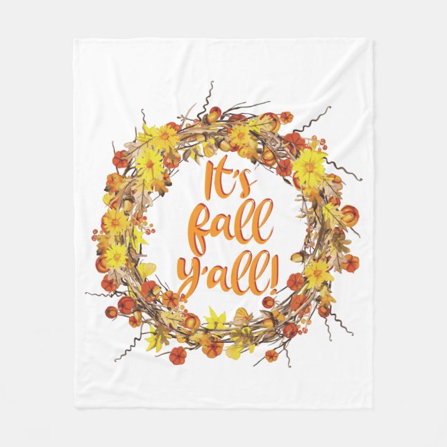 Cobertor De Velo É Fall Y'all Orange Autumn Leaves (Frente)