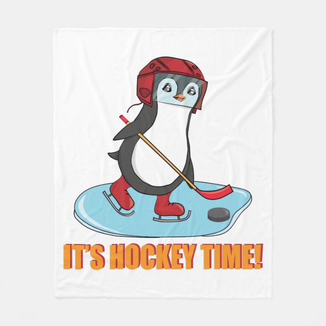 Cobertor De Velo É Hockey Time - Hóquei em Gelo Pinguim (Frente)