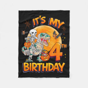 Cobertor De Velo É Meu 4º Aniversário Dinossauro Esqueleto Múmia Di