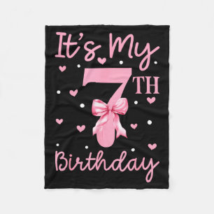 Cobertor De Velo É Meu 7º Aniversário Menina Coquete Laço 7 Anos