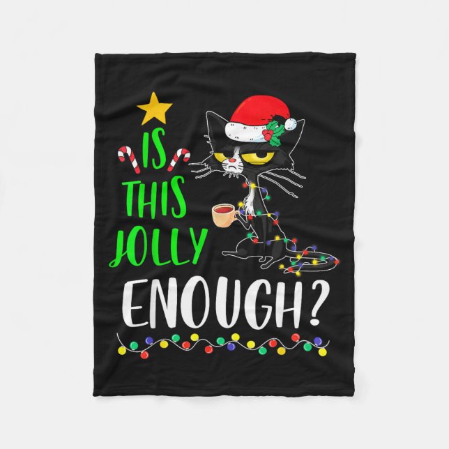 Cobertor De Velo É Natal de Gato Preto Alegre o Suficiente (Frente)