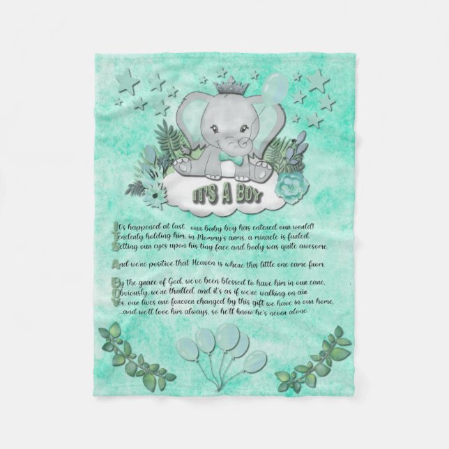 Cobertor De Velo "É um menino" Bebê Blanket (Frente)