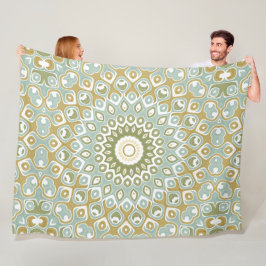 Cobertor De Velo Earthy Mandala in Green, Gold, and Soft Blue