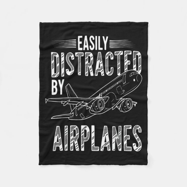 Cobertor De Velo Easily Distracted By Airplanes Funny Plane Lovers  (Frente)