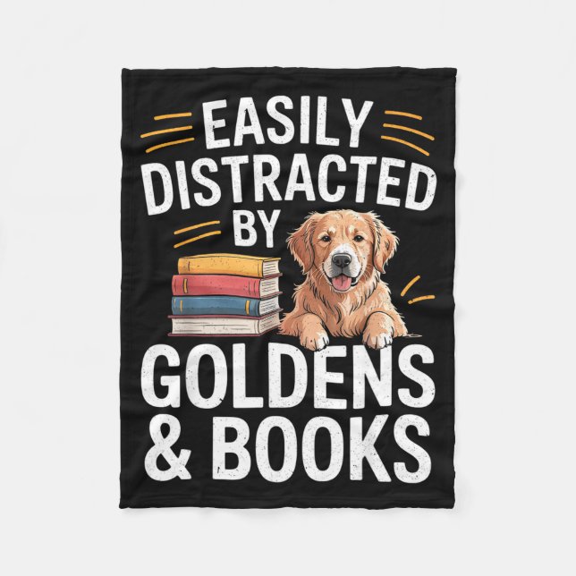 Cobertor De Velo Easily Distracted By Goldens &amp; Books - Golden  (Frente)