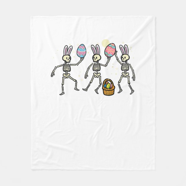 Cobertor De Velo Easter Skeletons Dancing Eggs Funny Bones Men Wome (Frente)