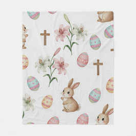 Cobertor De Velo Easter Whimsy – Seamless Bunny & Lily Pattern