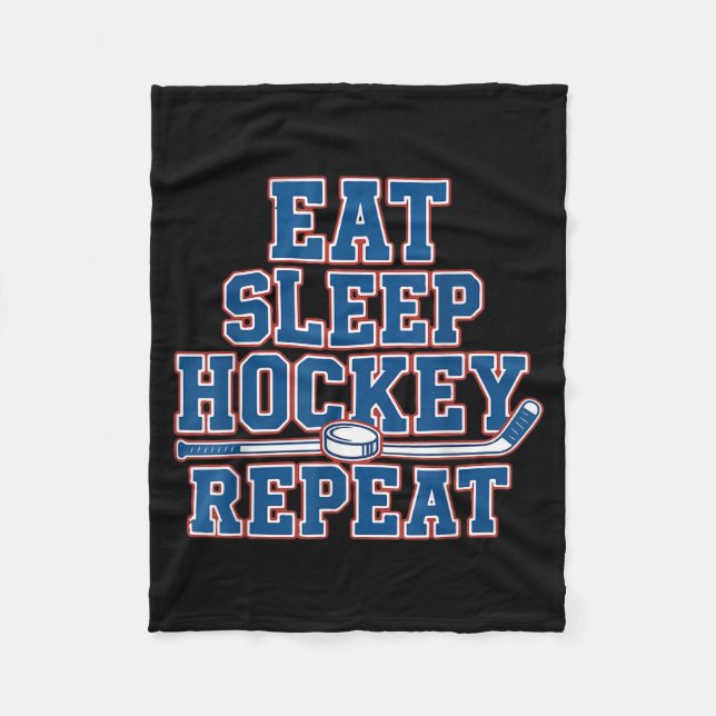Cobertor De Velo Eat Sleep Hockey Repeat Ice Hockey For Teens Kids  (Frente)