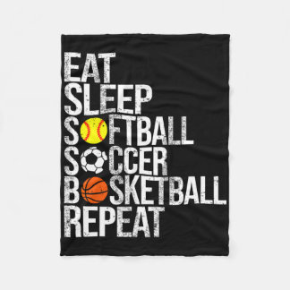 Cobertor De Velo Eat Sleep Softll Soccer Sketll Repeat Funny Sport 