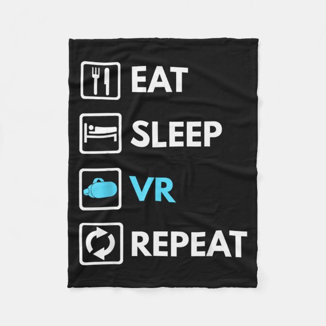 Cobertor De Velo Eat Sleep Vr Repeat Funny Vr Gamer Boy Vr Athlete  (Frente)