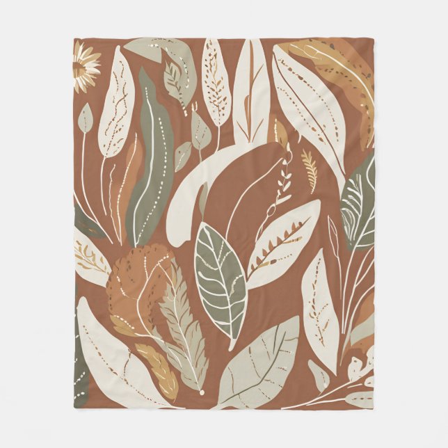 Cobertor De Velo Eclectic Natural Terracotta Wildflower Rustic Boho (Frente)
