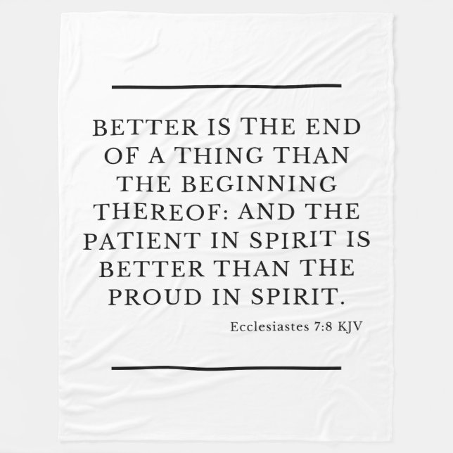 Cobertor De Velo Eclesiastes 7:8 Bíblia Verse Cotação KJV (Frente)