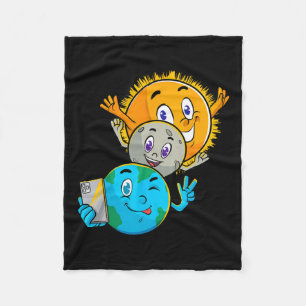 Cobertor De Velo Eclipse 2024 Funny Earth Sun Moon Selfie Space Kid