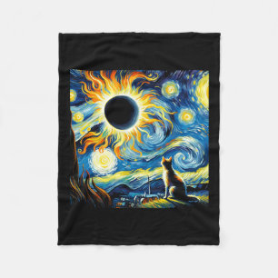 Cobertor De Velo Eclipse Solar Total 2024 Van Gogh Starry Night Cat
