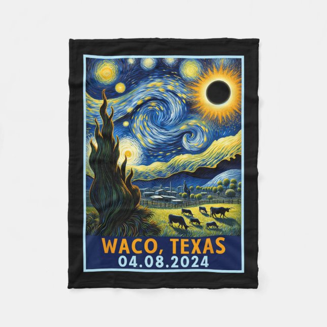Cobertor De Velo Eclipse Solar Total 2024 Waco Texas Van Gogh Starr (Frente)