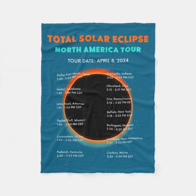 Cobertor De Velo Eclipse Total do Sol Fofo 8 de Abril (Frente)