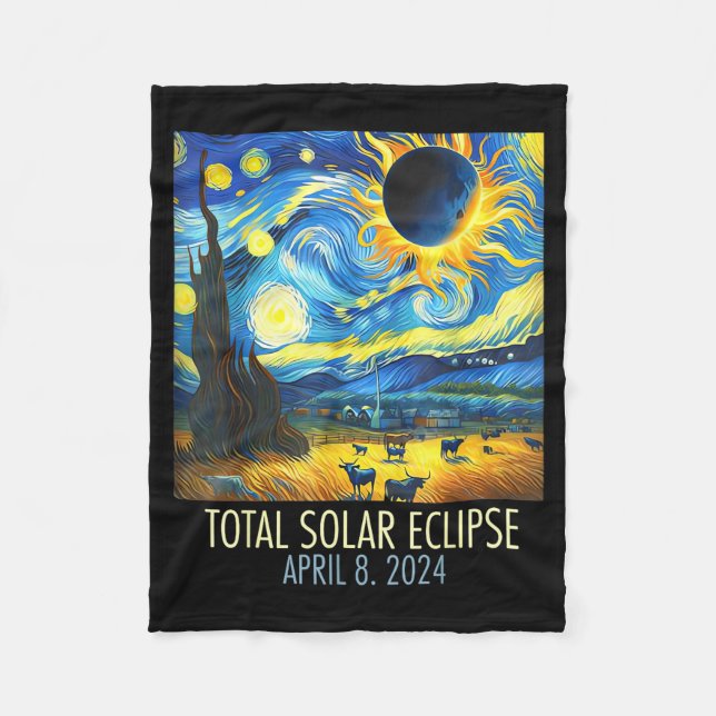 Cobertor De Velo Eclipse Total do Sol Noite Estrelada (Frente)