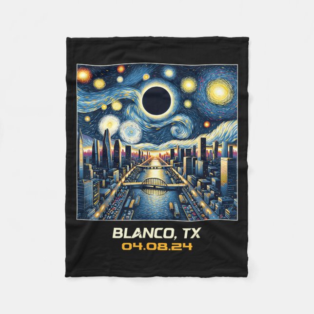 Cobertor De Velo Eclipse Total do Sol Vista da Cidade Blanco Texas (Frente)
