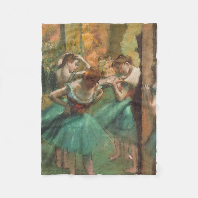 Cobertor De Velo Edgar Degas - Dançarinos, Rosa E Verde (Frente)