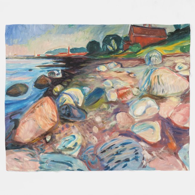 Cobertor De Velo Edvard Munch - Shore com Casa Vermelha (Frente (Horizontal))