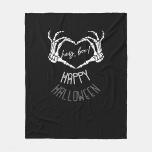 Cobertor De Velo Ei, Boo! Feliz Halloween Skeleton Hand Heart Clas