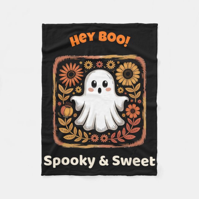 Cobertor De Velo Ei, Boo Ghost Retro Halloween Spooky, Fofo (Frente)