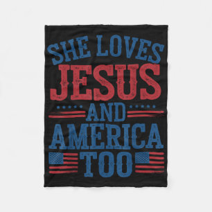 Cobertor De Velo Ela Ama Jesus E a América Também Bandeira Dos EUA