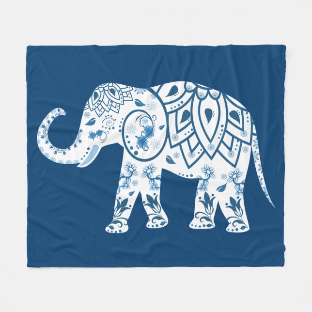 Cobertor De Velo Elefante azul modelado ornamentado (Frente (Horizontal))