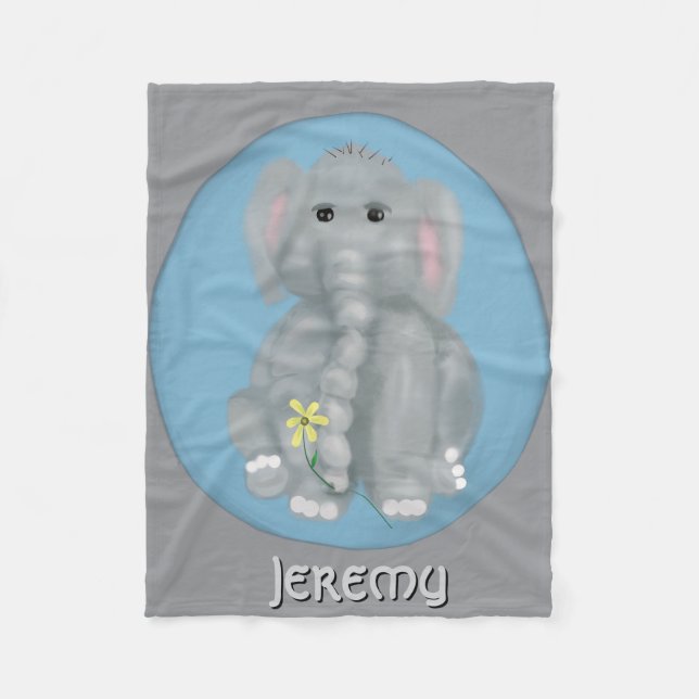 Cobertor De Velo Elefante-Bonito Personalizado Fleece Blanket (Frente)