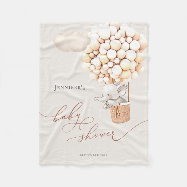 Cobertor De Velo Elefante - Chá de fraldas Balão - Folha (Frente)