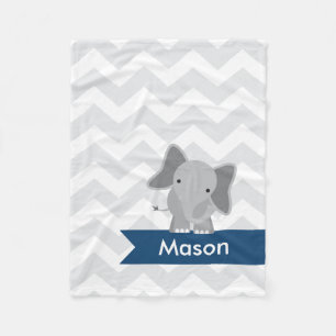 Cobertor De Velo Elefante cinzento personalizado de Chevron dos