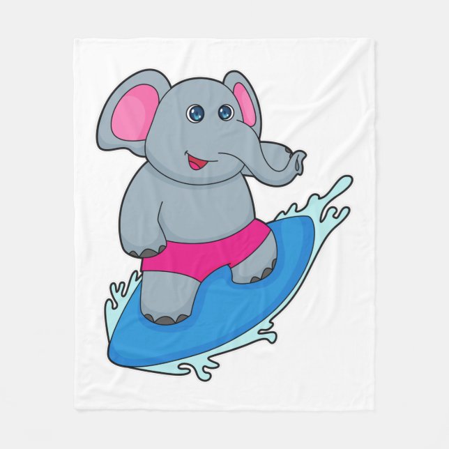 Cobertor De Velo Elefante como Surfista com Prancha de Surfe (Frente)