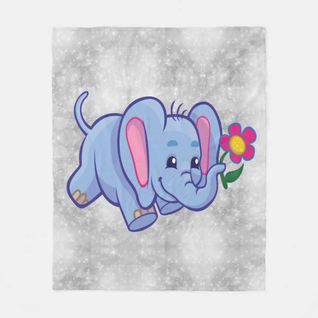 Cobertor De Velo Elefante de desenho animado fofo (Frente)